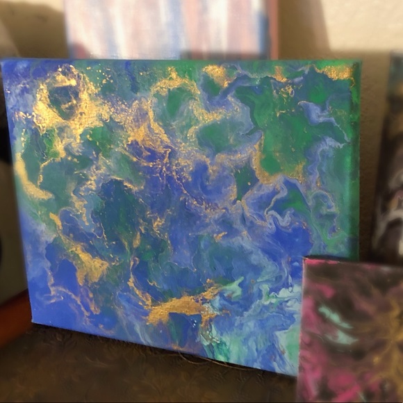 “Earth vibes” Fluid art painting 8x10 - Picture 3 of 3